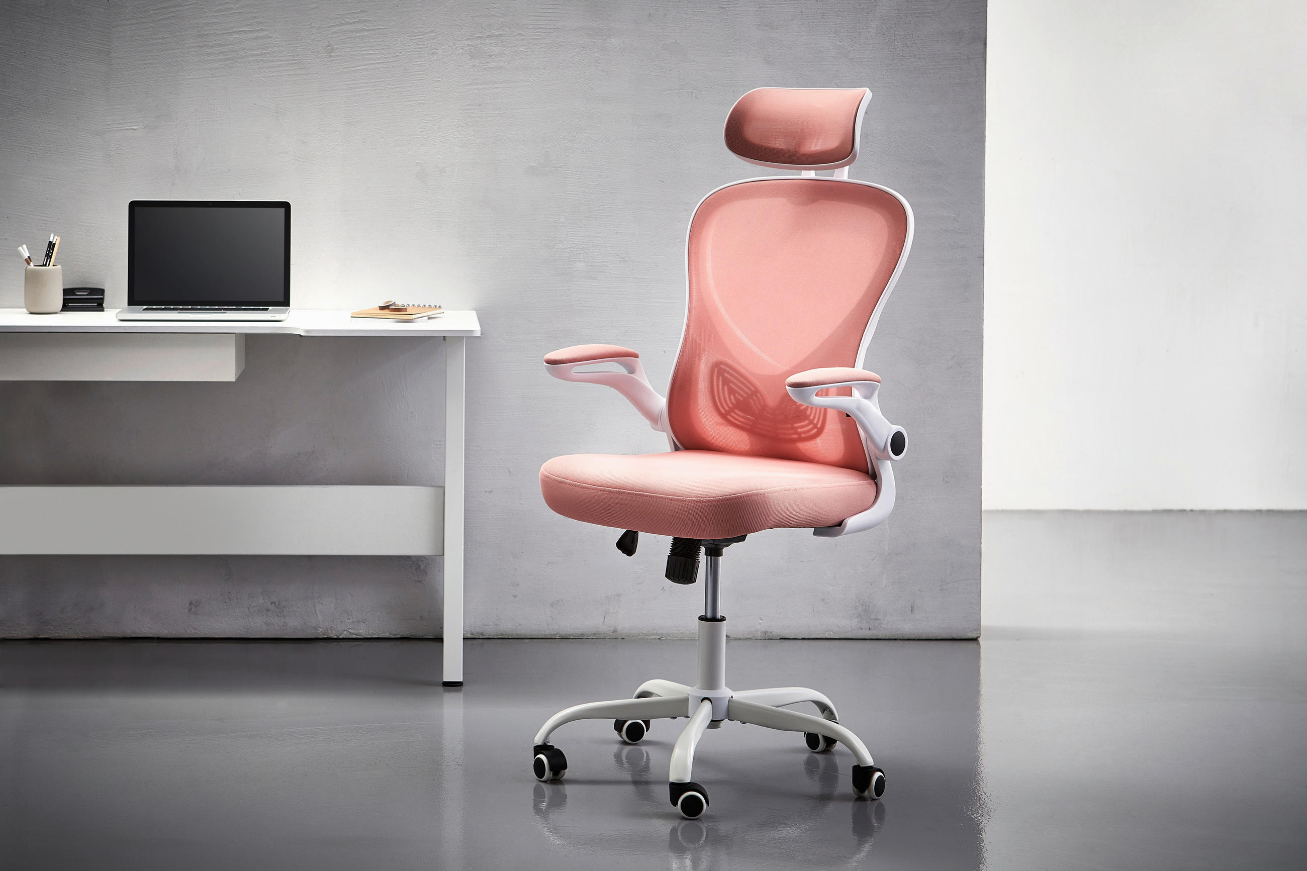 KANCELARIJSKA STOLICA  bela, pink   - pink/bela, Moderno, metal/tekstil (61/118-128/60,5cm) - Livetastic