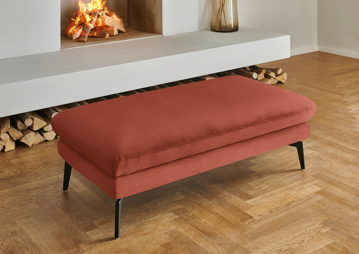 WOHNLANDSCHAFT  in Chenille, Flachgewebe Terracotta  - Terracotta/Schwarz, Design, Textil/Metall (208/344/180cm) - Dieter Knoll