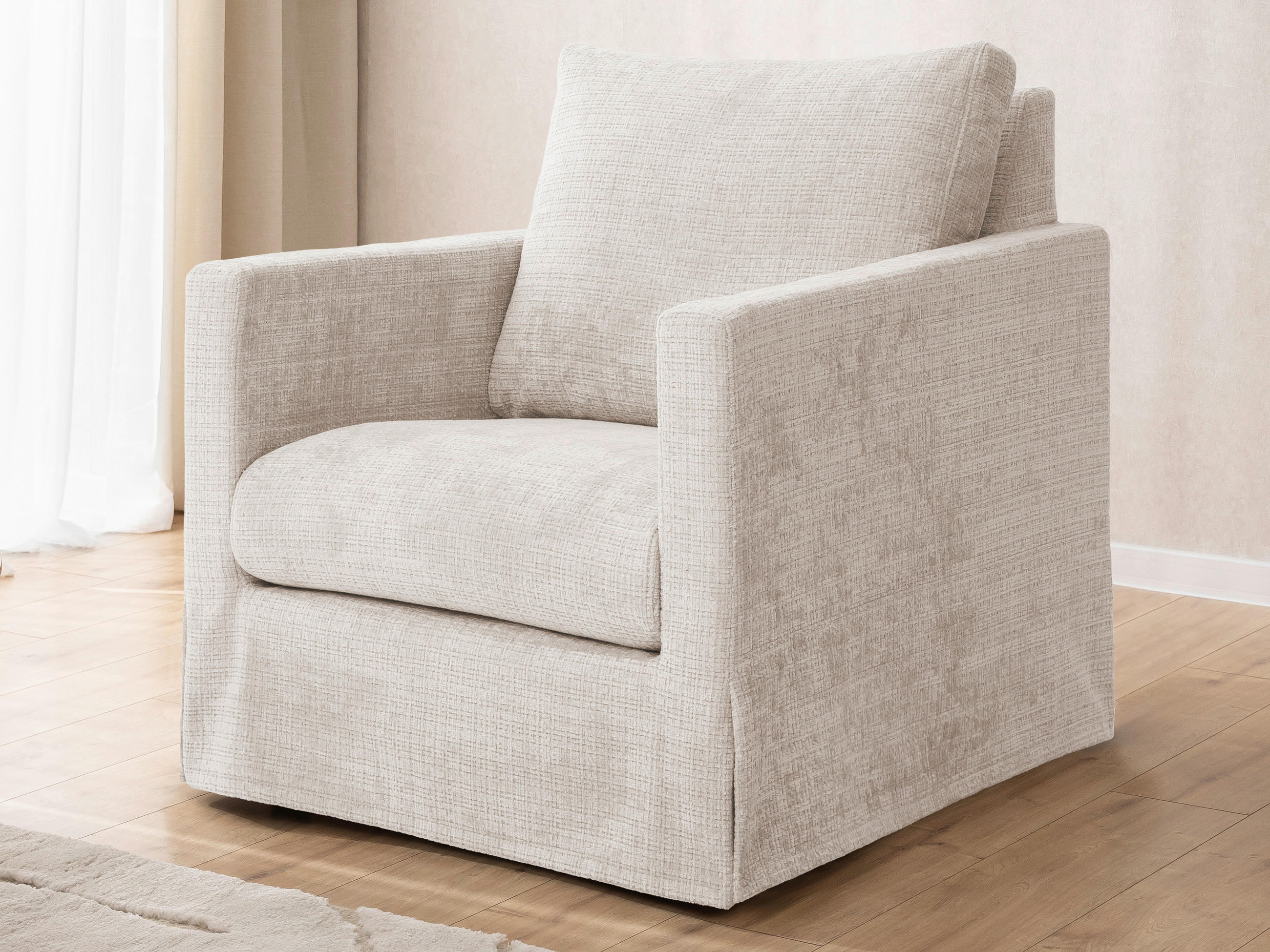 SESSEL in Chenille Creme  - Creme/Schwarz, Design, Kunststoff/Textil (84/89/95cm) - P & B