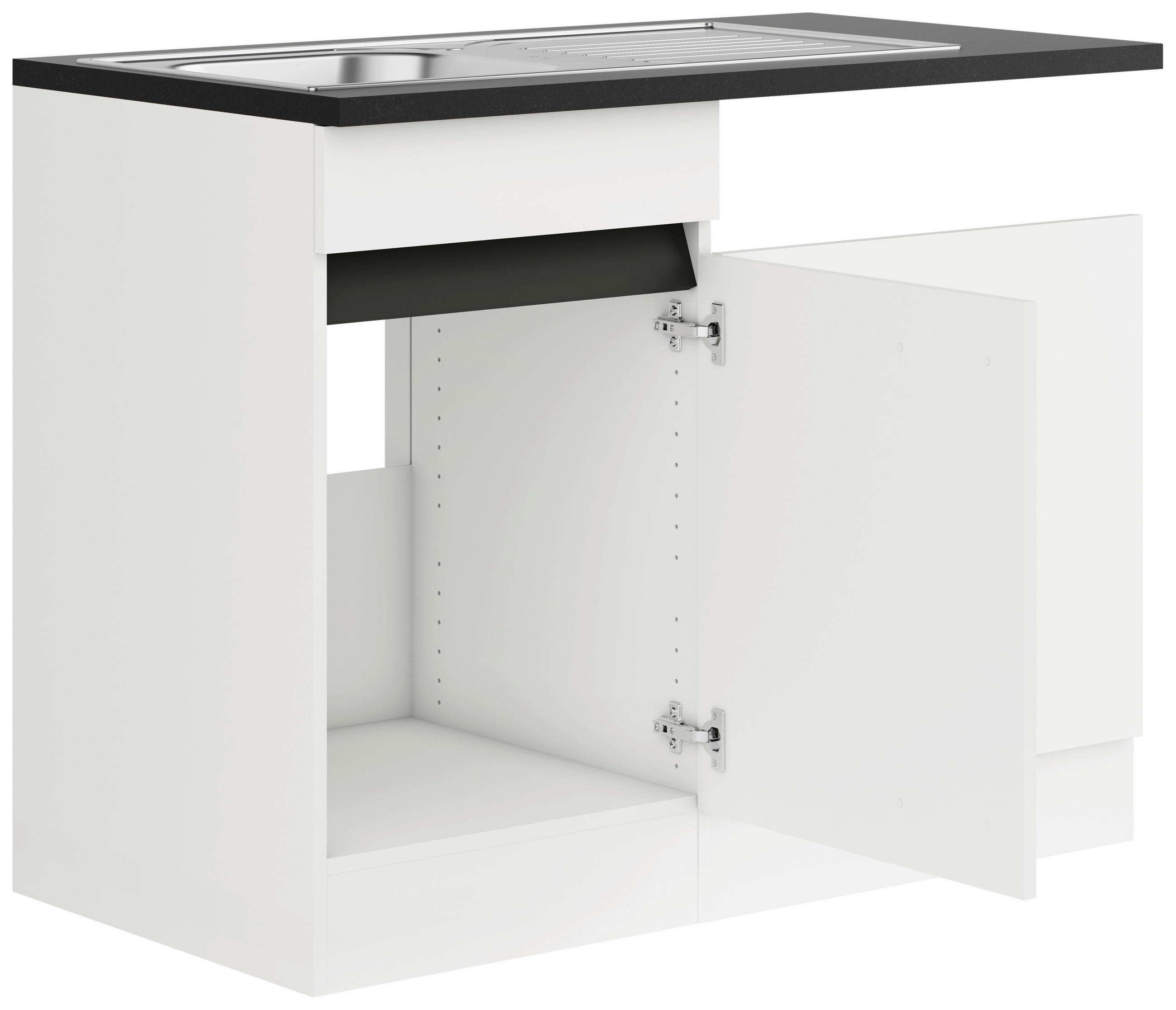 SPÜLENUNTERSCHRANK 50/88/57,1 cm  in Weiß  - Anthrazit/Weiß, Basics, Holzwerkstoff (50/88/57,1cm) - Optifit