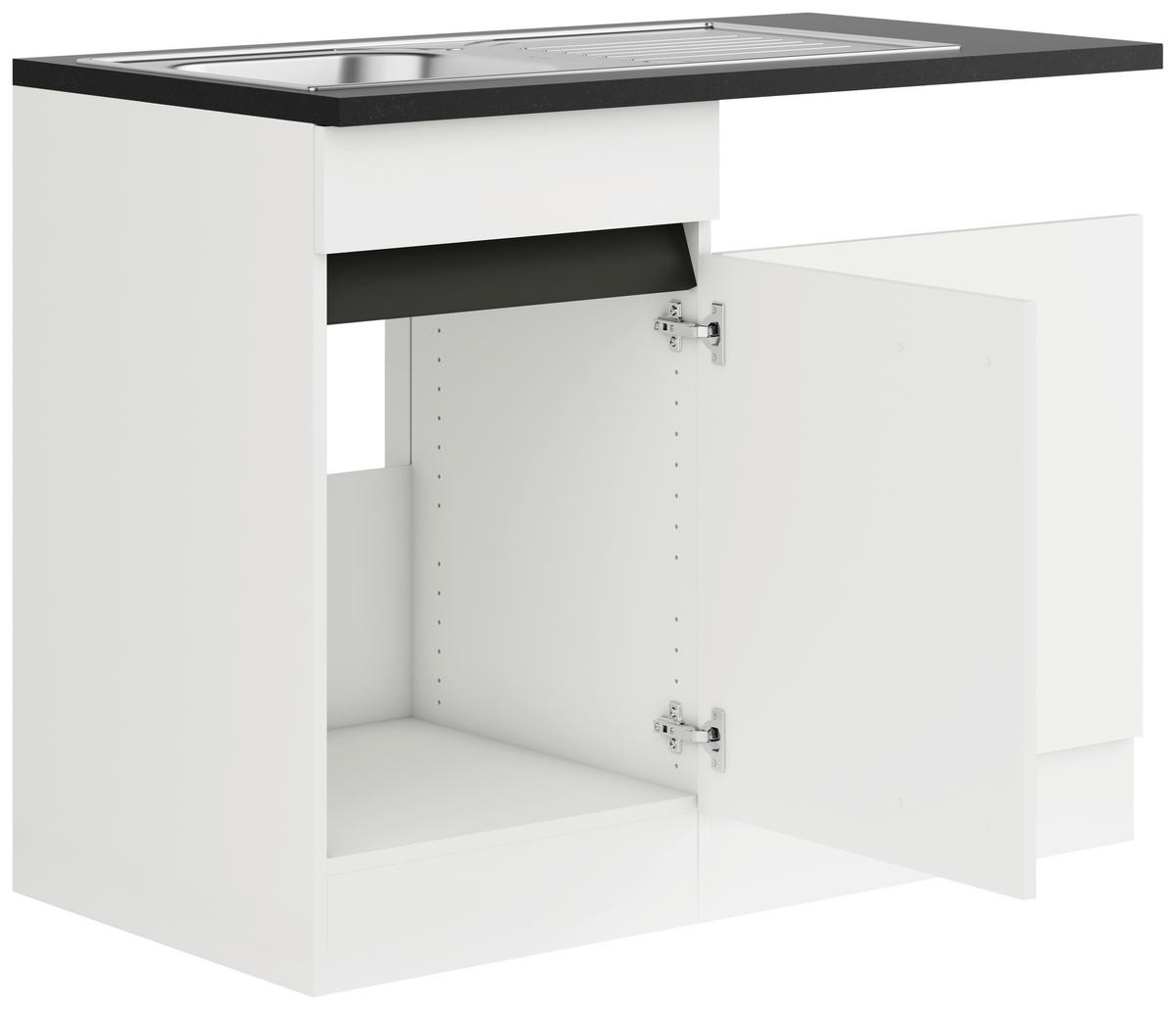 SPÜLENUNTERSCHRANK 50/88/57,1 cm  in Weiß  - Anthrazit/Weiß, Basics, Holzwerkstoff (50/88/57,1cm) - Optifit