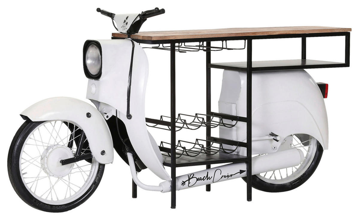 BAR Mangoholz massiv Naturfarben, Schwarz, Weiß  - Schwarz/Naturfarben, LIFESTYLE, Holz/Metall (180/57/96cm) - Landscape