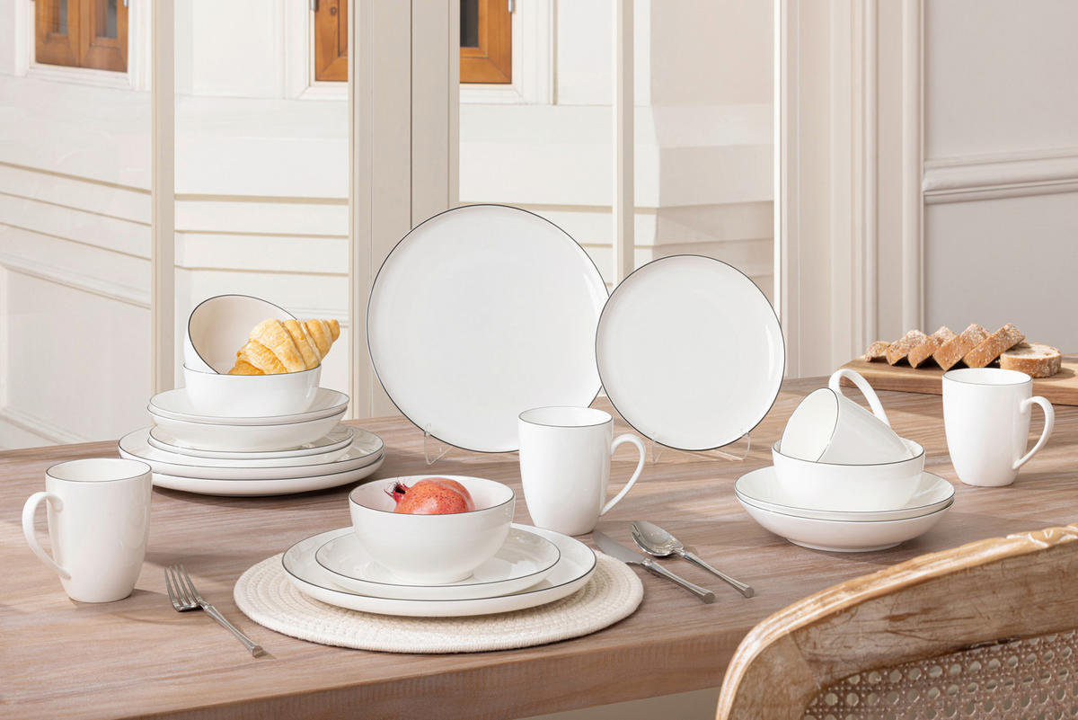 Serviciu De Masă Complet 20 piese  - alb/negru, Design, ceramică - Novel