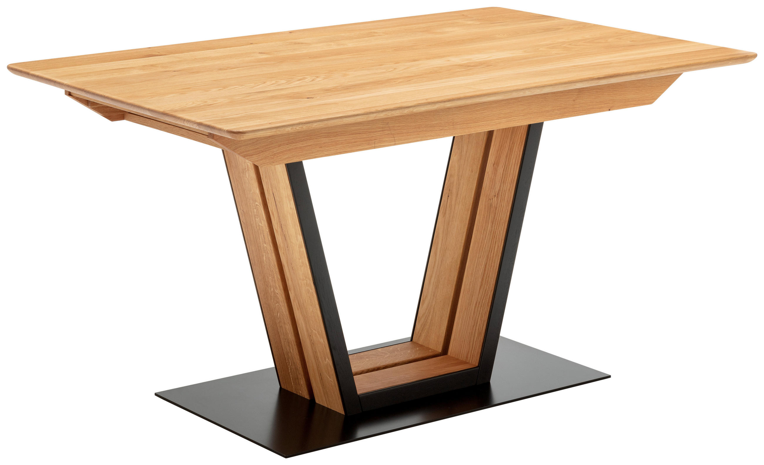 ESSTISCH Schwarz, Wildeiche rechteckig  ausziehbar, in verschiedenen Größen erhältlich, in verschiedenen Holzarten erhältlich, Variantenauswahl  - Wildeiche/Schwarz, Design, Holz/Metall (120(170)/80/76cm) - Venda