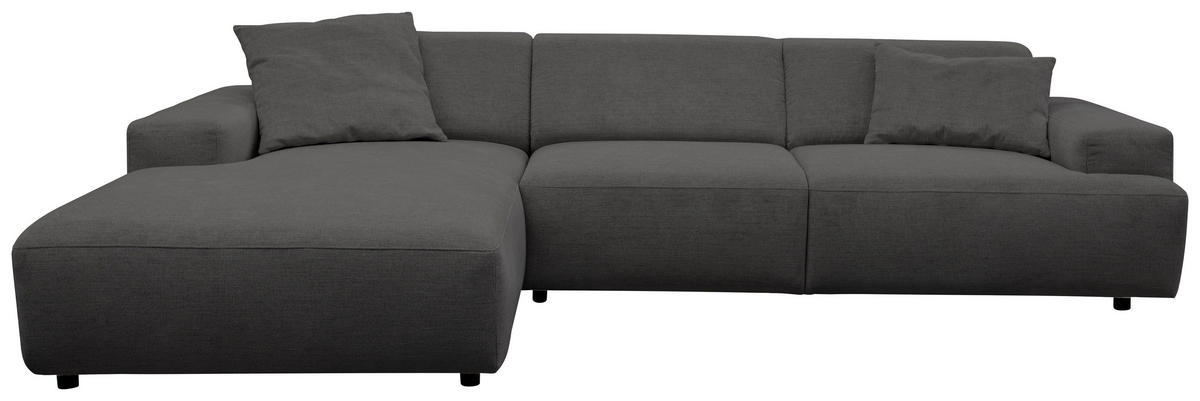 ECKSOFA 184/294 cm  in Flachgewebe Anthrazit Rücken echt  184/294 cm  - Anthrazit/Schwarz, KONVENTIONELL, Kunststoff/Textil (184/294cm) - Hom`in