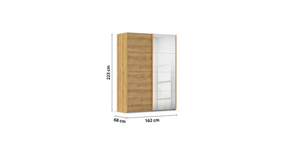 SCHWEBETÜRENSCHRANK  in Eichefarben  - Eichefarben, Design, Glas/Holzwerkstoff (162/223/68cm) - Novel