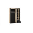 DREHTÜRENSCHRANK 3-türig Schwarz, Beige  - Beige/Schwarz, Design, Holzwerkstoff (140/200/55cm) - Voleo