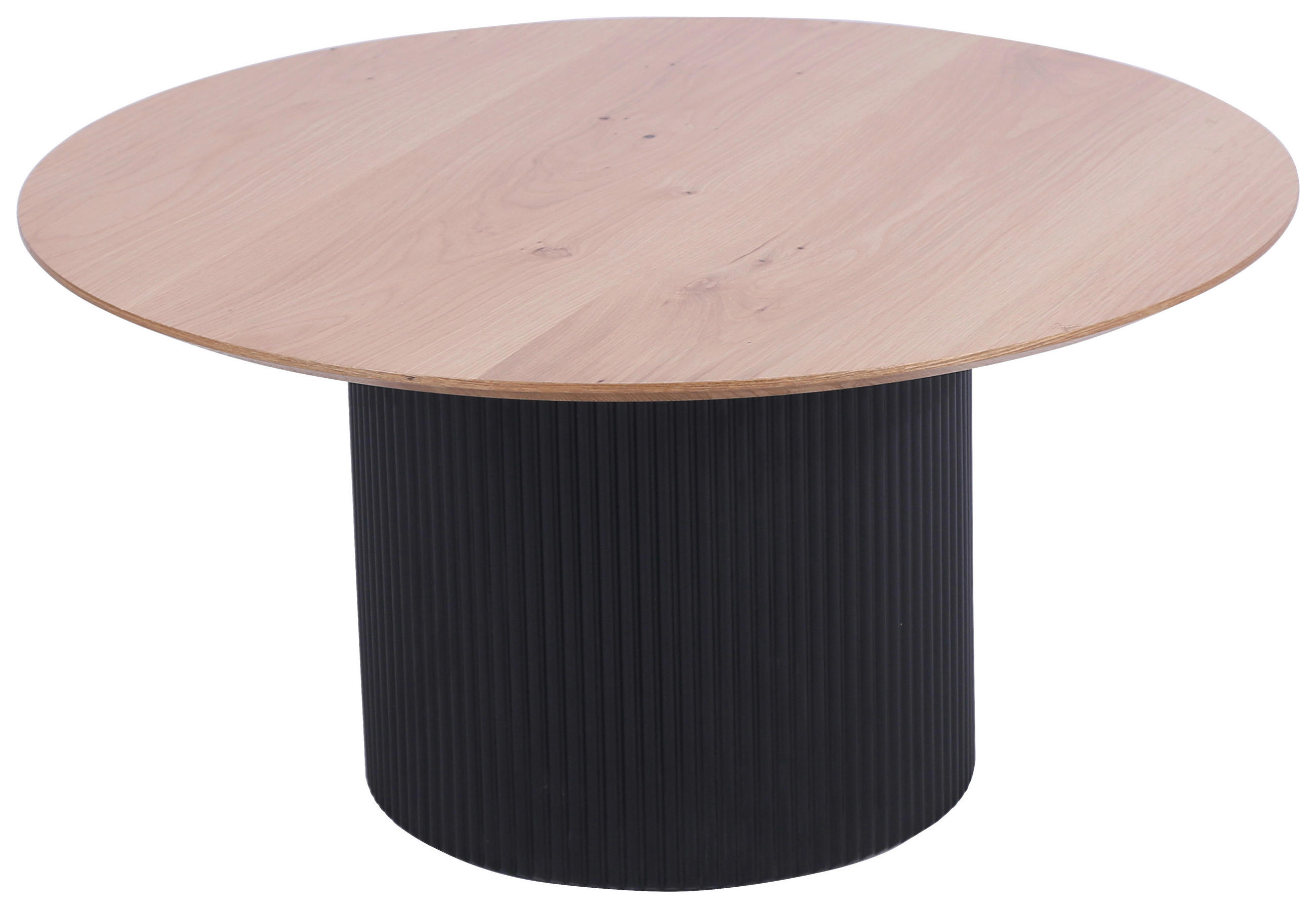 COUCHTISCH Eiche furniert 80/80/40 cm rund Schwarz, Eichefarben  - Eichefarben/Schwarz, Design, Holz/Holzwerkstoff (80/80/40cm) - Stylife