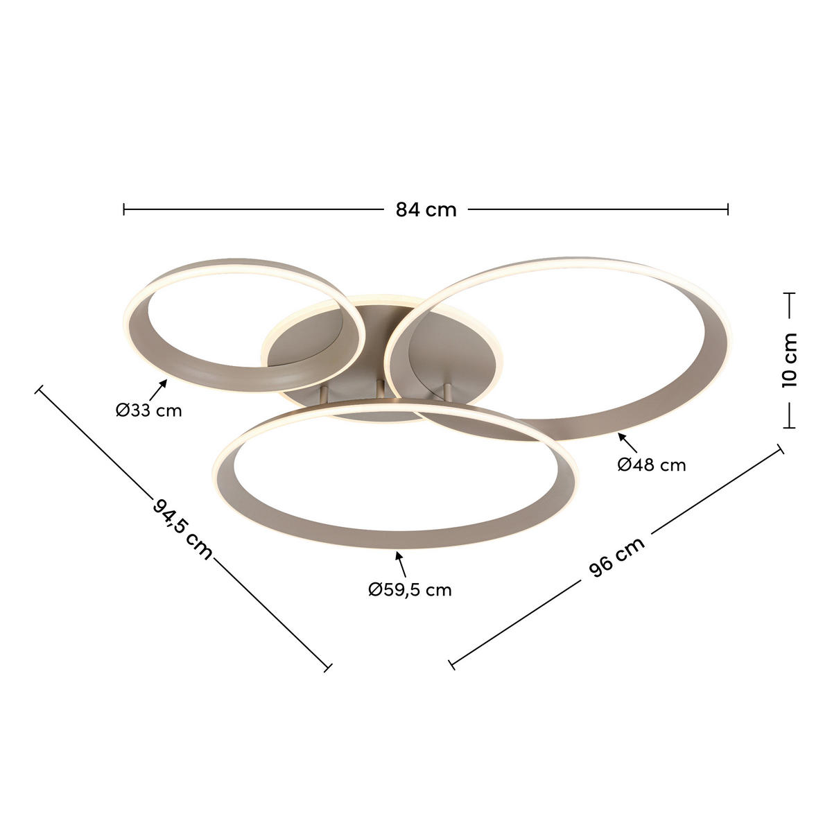 Plafonieră Cu Led 39 W    96/84/10 cm  - nisipiu, Design, plastic/metal (96/84/10cm) - Dieter Knoll