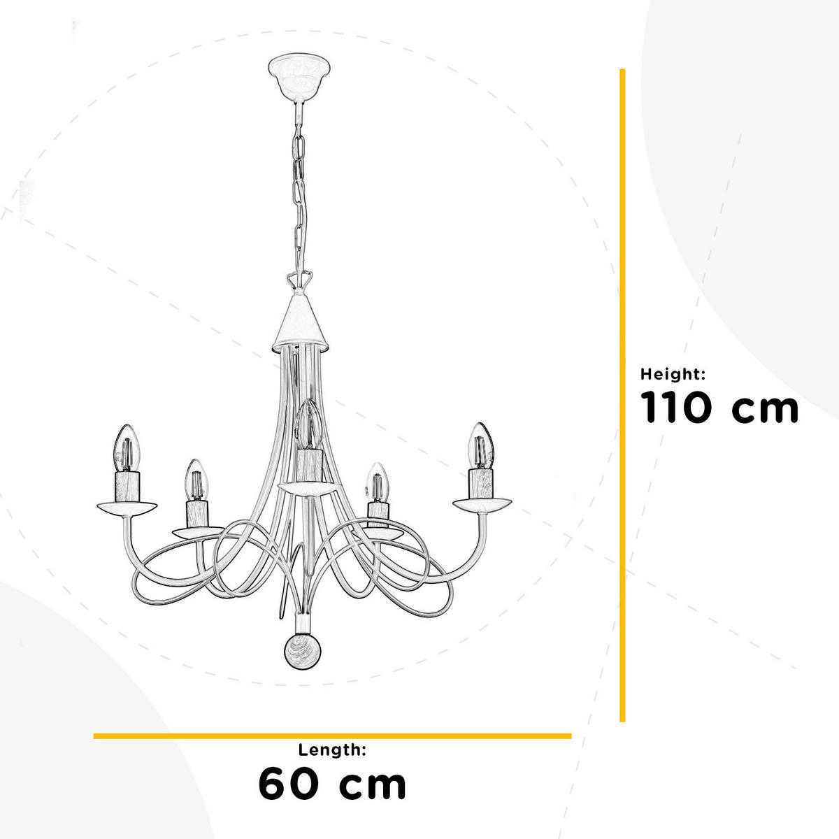 KRONLEUCHTER 5099 MILVIA 60/60/110 cm   - Braun/Weiß, KONVENTIONELL, Metall (60/60/110cm)