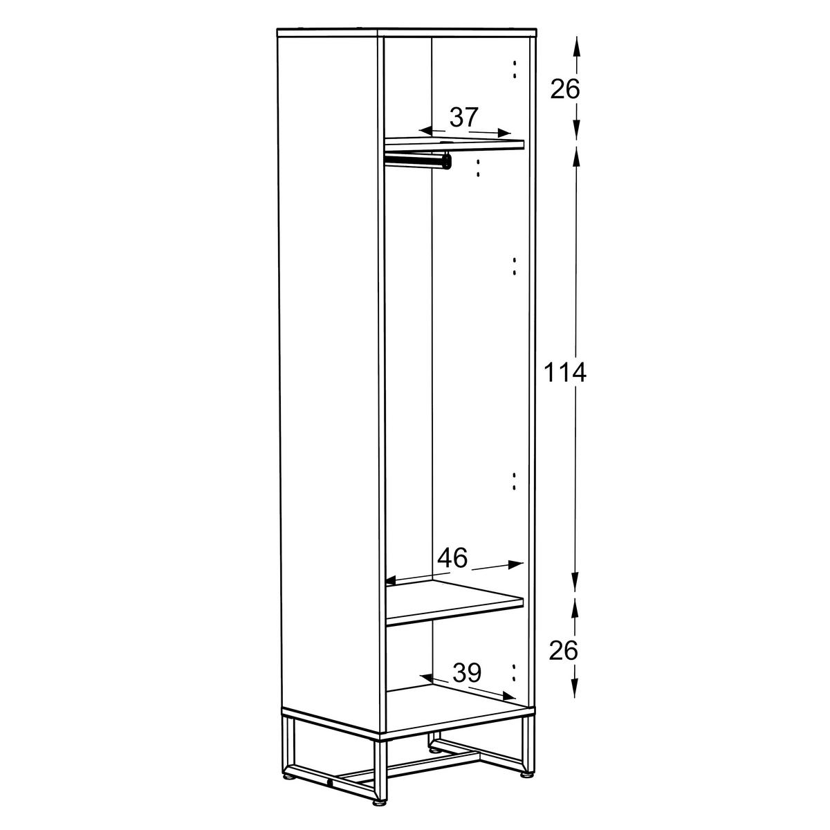 PREDSIEŇOVÁ SKRIŇA, biela, 50/190/41 cm - čierna/biela, Modern, kov/kompozitné drevo (50/190/41cm) - P & B