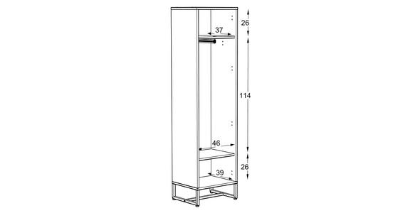 GARDEROBENSCHRANK 50/190/41 cm  - Schwarz/Weiß, MODERN, Holzwerkstoff/Metall (50/190/41cm) - Novel