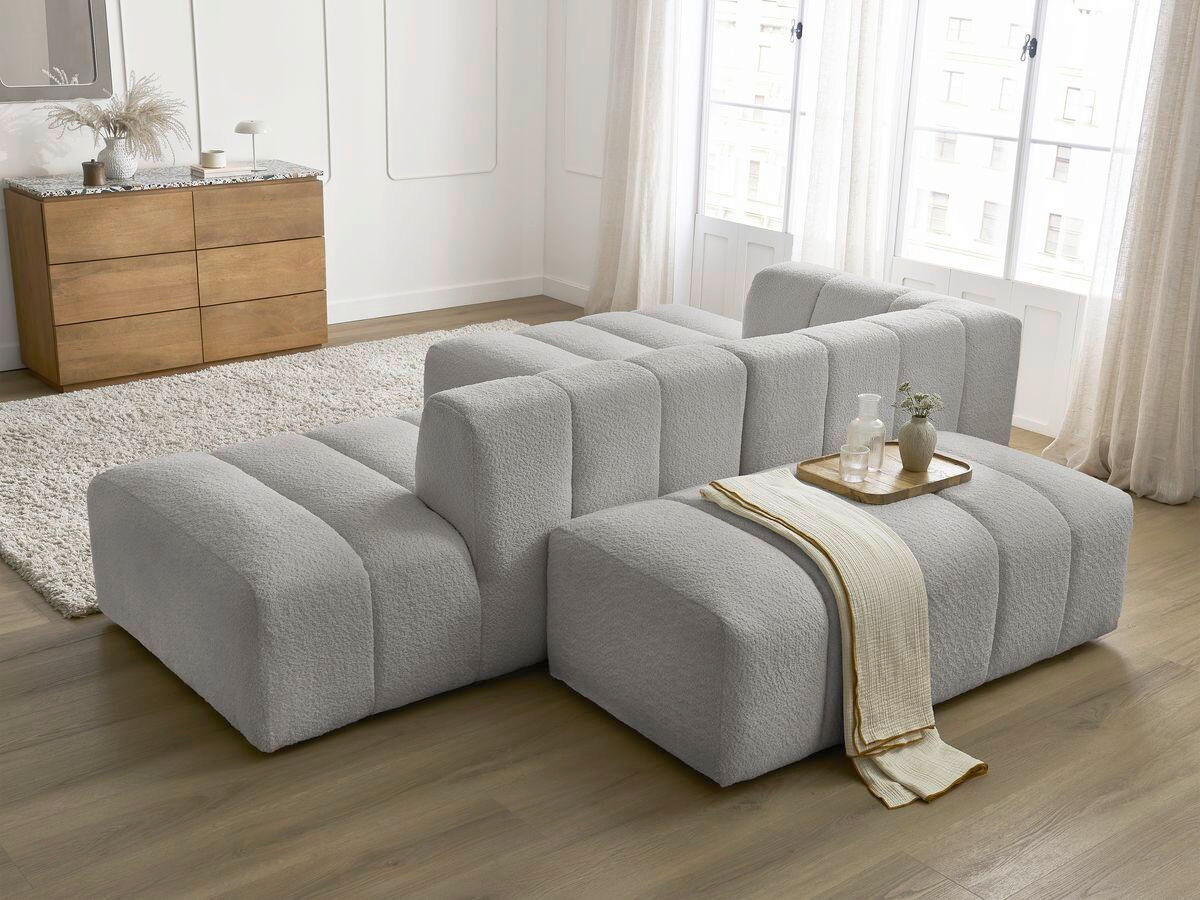 ECKSOFA  ANNECY Hellgrau Bouclé  - Hellgrau/Schwarz, MODERN, Kunststoff/Textil (170/262cm)