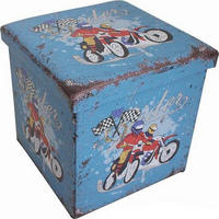 KUTIJA DEKORATIVNA   32/32/32 cm   - bijela/plava, Basics, tekstil (32/32/32cm)