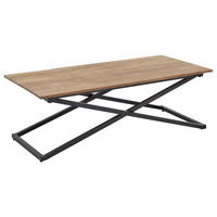 COUCHTISCH Akazie massiv 122/61/46 cm rechteckig Schwarz, Akaziefarben  - Schwarz/Akaziefarben, KONVENTIONELL, Holz/Metall (122/61/46cm) - Modante