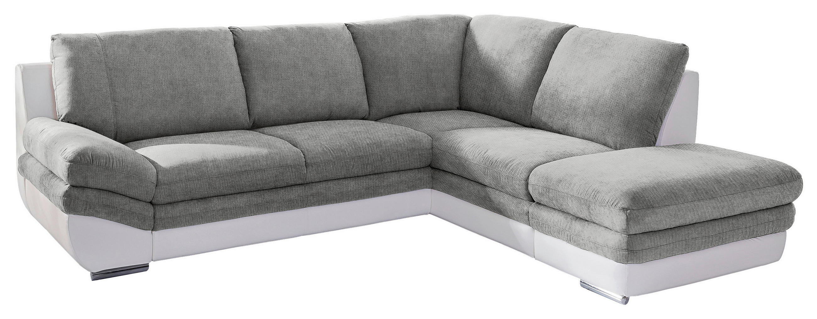 WOHNLANDSCHAFT Weiß, Dunkelgrau  - Chromfarben/Dunkelgrau, MODERN, Textil/Metall (264/221cm) - MID.YOU