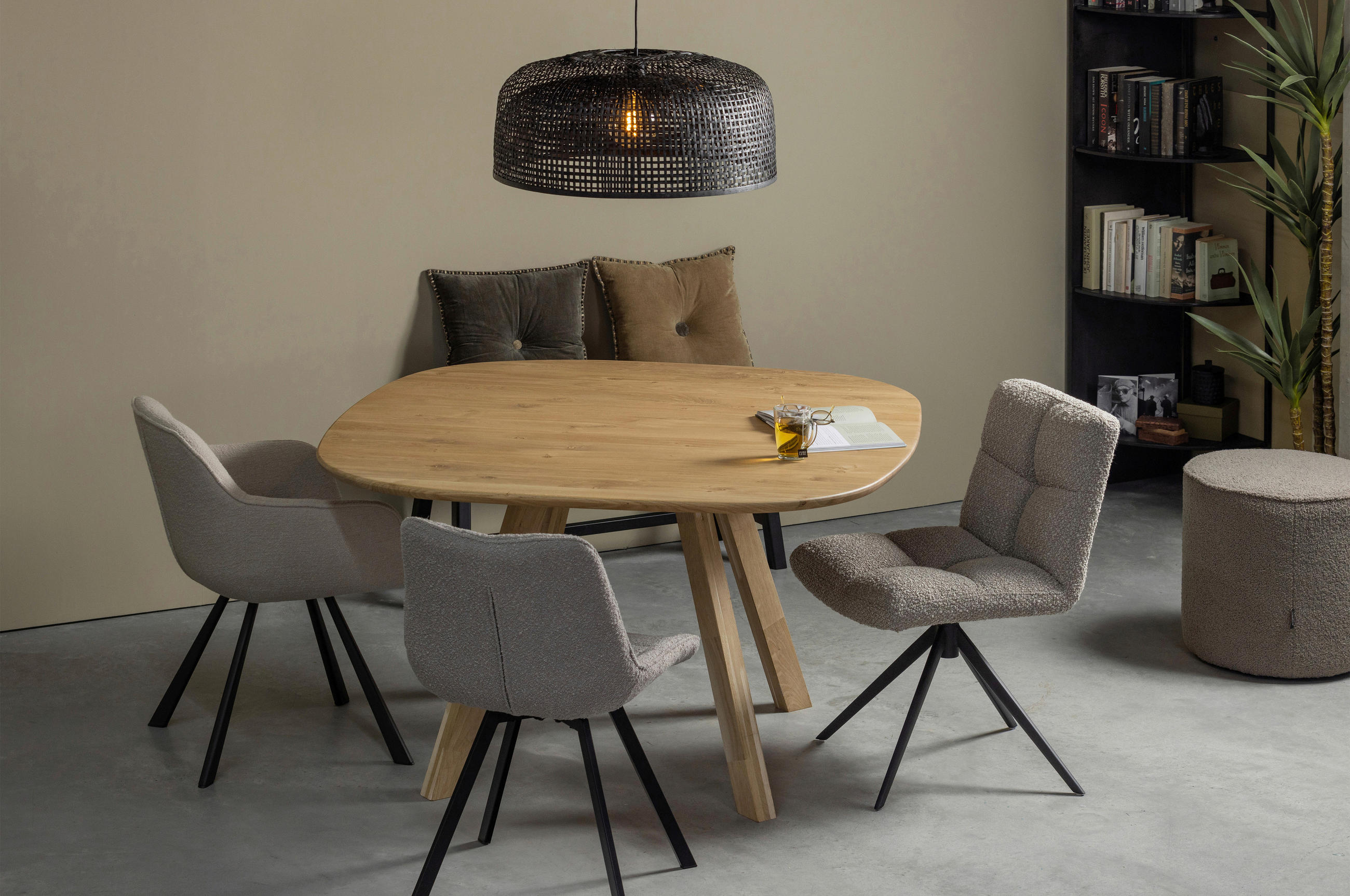 ARMLEHNSTUHL  in Netzbespannung  - Schwarz/Naturfarben, Design, Textil/Metall (58/79/58cm) - Livetastic