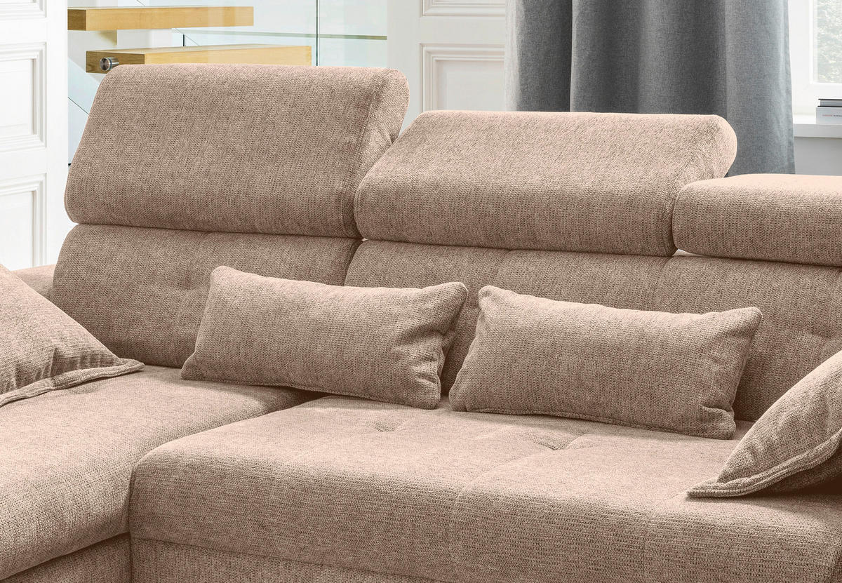 ECKSOFA Chenille Hellbraun  - Hellbraun/Schwarz, Basics, Textil/Metall (186/270cm) - Livetastic