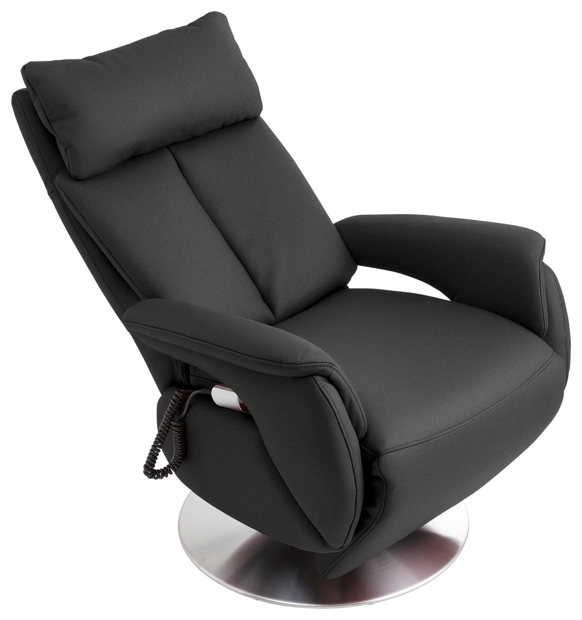 RELAXSESSEL in Leder Anthrazit  - Edelstahlfarben/Anthrazit, Konventionell, Leder/Metall (78/110/81cm) - Cantus