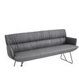 SITZBANK 200/89/66 cm Echtleder Anthrazit, Schwarz  - Anthrazit/Schwarz, Design, Leder/Metall (200/89/66cm) - Dieter Knoll