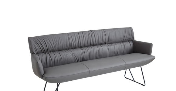 SITZBANK 200/89/66 cm Echtleder Anthrazit, Schwarz  - Anthrazit/Schwarz, Design, Leder/Metall (200/89/66cm) - Dieter Knoll