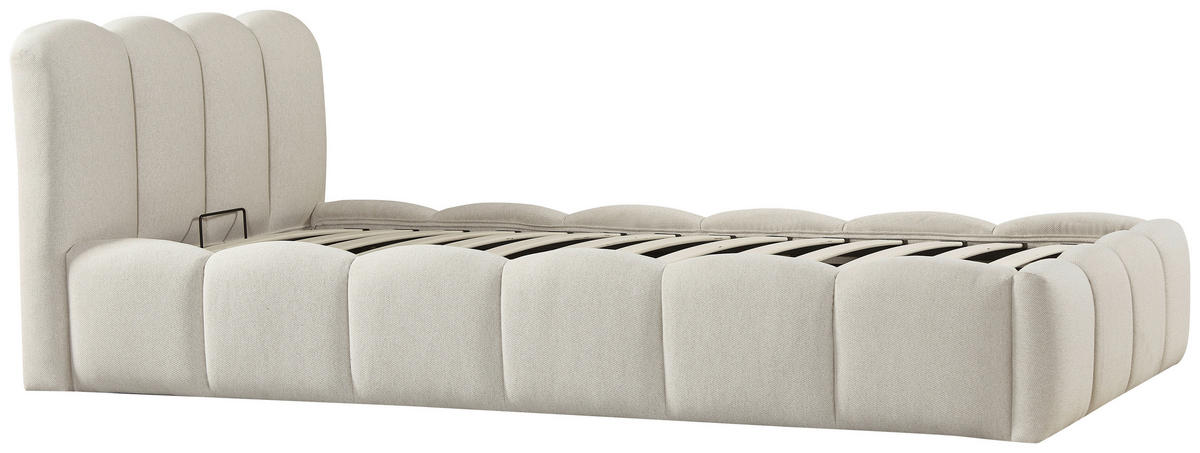 POLSTERBETT 90/200 cm  Creme  - Creme/Schwarz, Modern, Holz/Kunststoff (90/200cm) - Livetastic