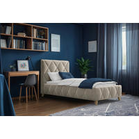POLSTERBETT gepolstertes Kopfteil, Lattenrost, Bettkasten 90/200 cm  in Cappuccino  - Cappuccino, MODERN, Holz/Textil (90/200cm) - MID.YOU