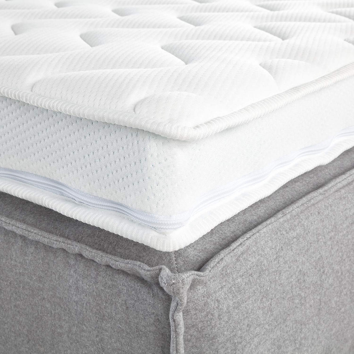 BOXSPRINGBETT 160/220 cm  in Hellgrau  - Hellgrau/Schwarz, Design, Kunststoff/Textil (160/220cm) - home24