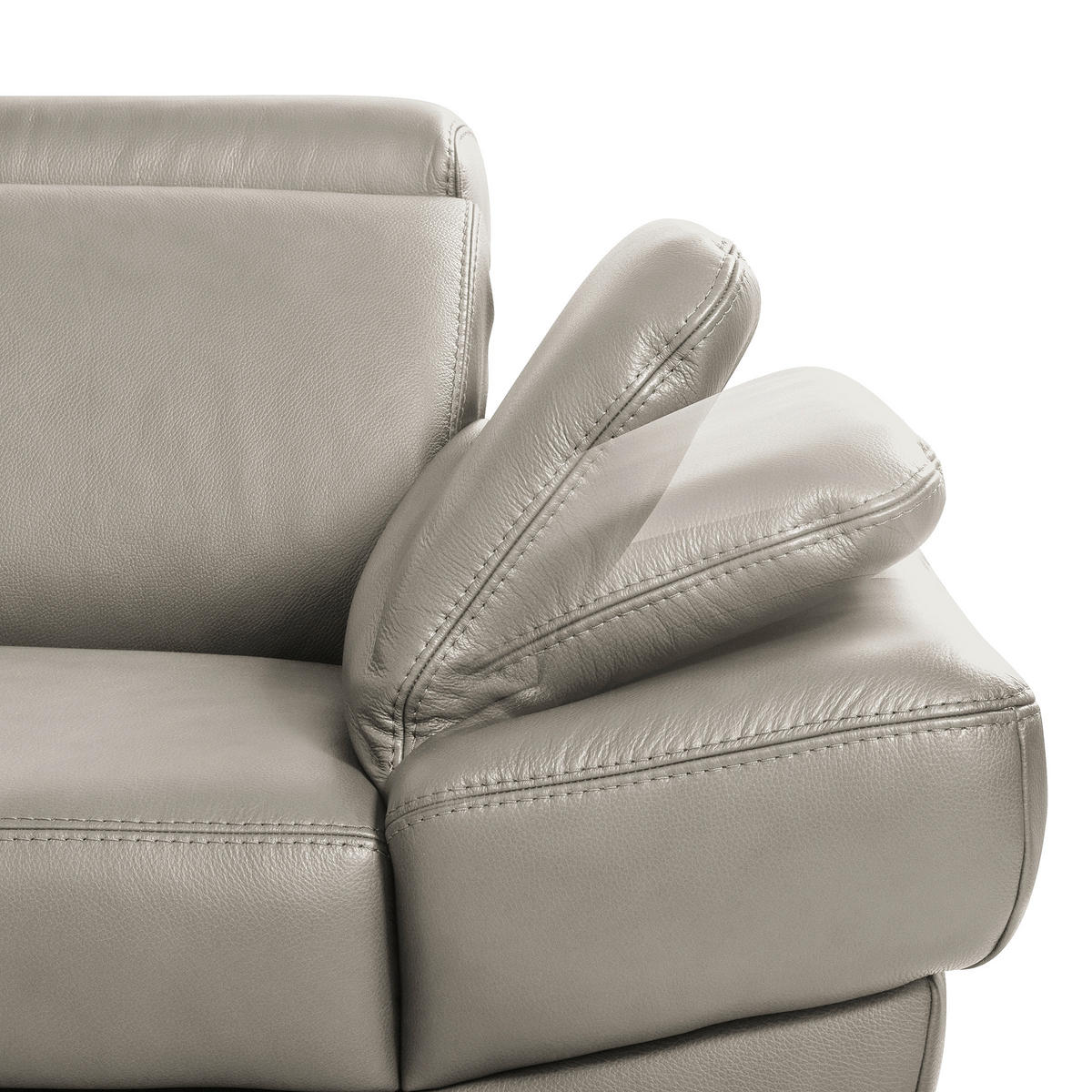 ECKSOFA  in Lederlook Echtleder Platinfarben  - Platinfarben/Schwarz, Design, Leder/Textil (211/264cm) - Livetastic
