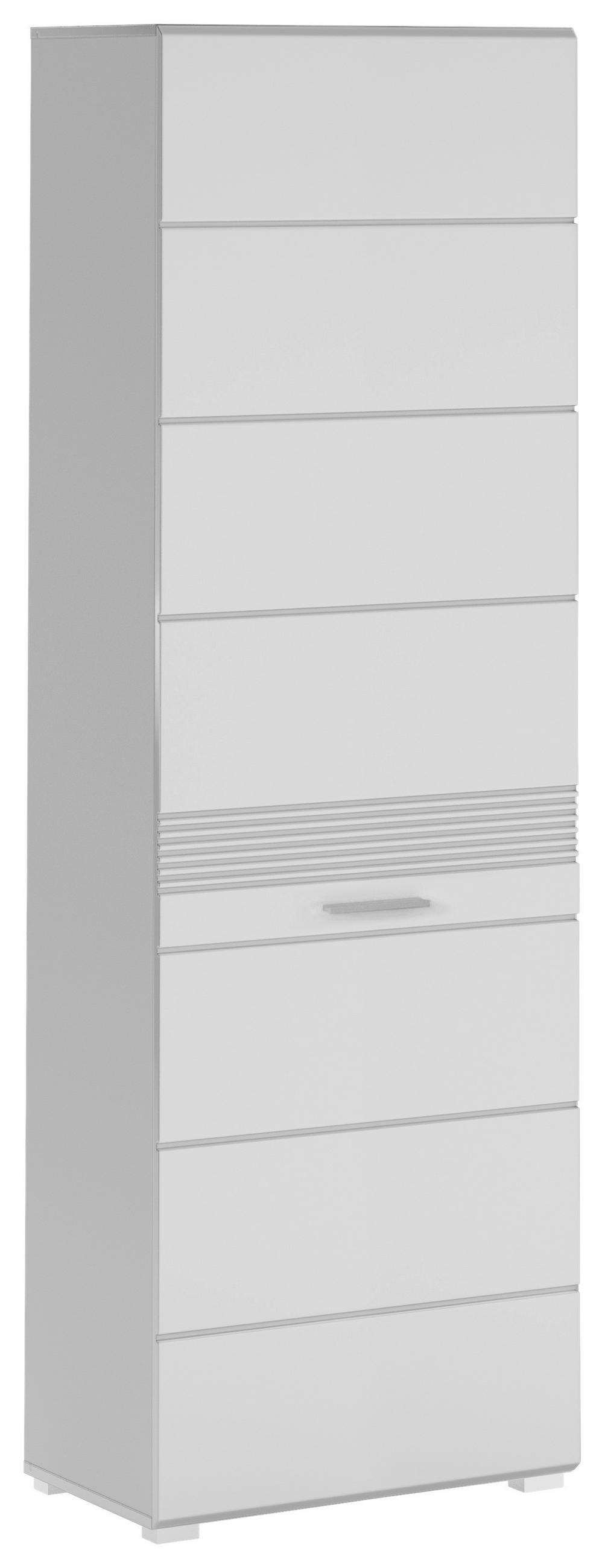 GARDEROBENSCHRANK Linus  in 55/190/37 cm  - Weiß Hochglanz/Silberfarben, Design, Holzwerkstoff/Kunststoff (55/190/37cm) - Carryhome
