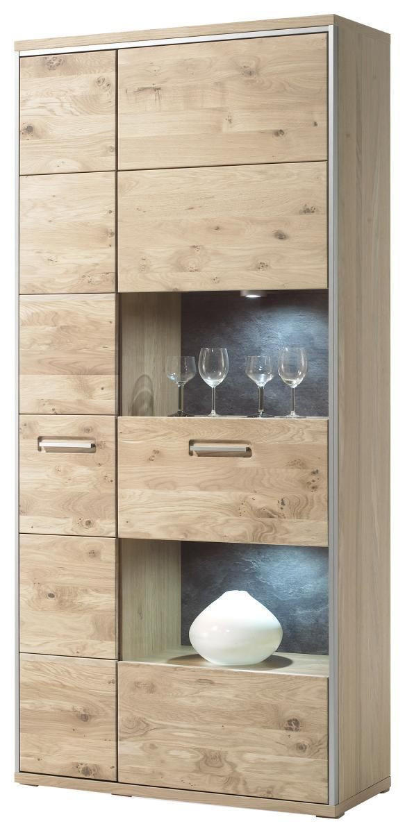 VITRINE in Eiche Eichefarben - Edelstahlfarben/Eichefarben, Konventionell, Glas/Holz (94/201/39cm) - MID.YOU