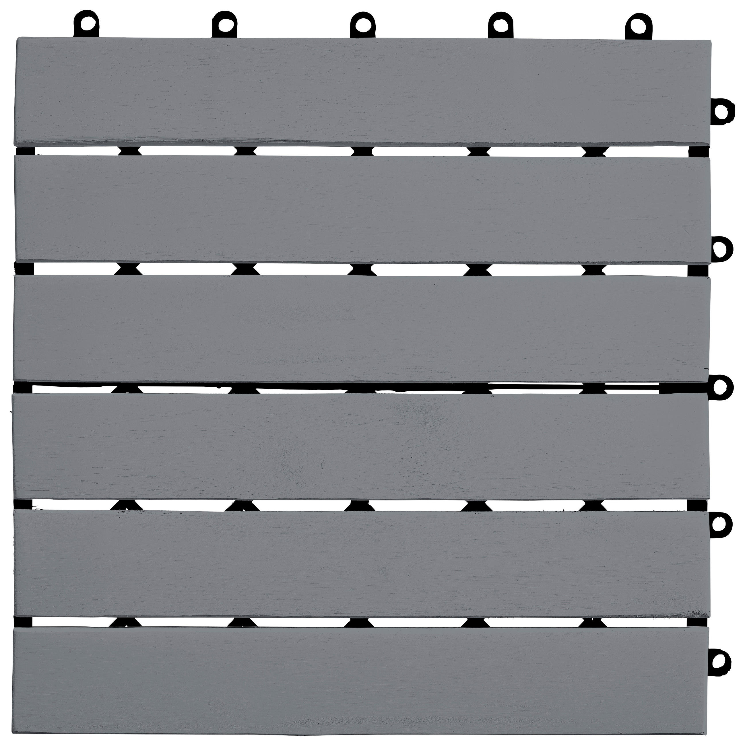 TERRASSENFLIESE 10 Stück - Schwarz/Grau, Design, Holz/Kunststoff (30/30/2,4cm) - Ambia Garden