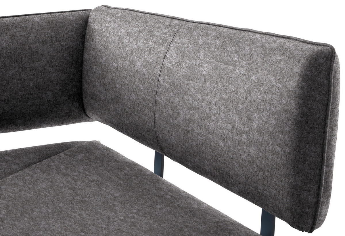 ECKBANK in Metall, Textil Grau, Schwarz  - Schwarz/Grau, Modern, Textil/Metall (190/150cm) - Cantus