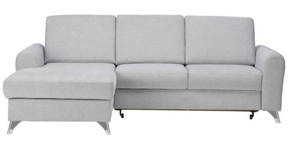 ECKSOFA in Flachgewebe Hellgrau  167/244 cm  - Silberfarben/Hellgrau, Design, Textil/Metall (167/244cm) - Cantus