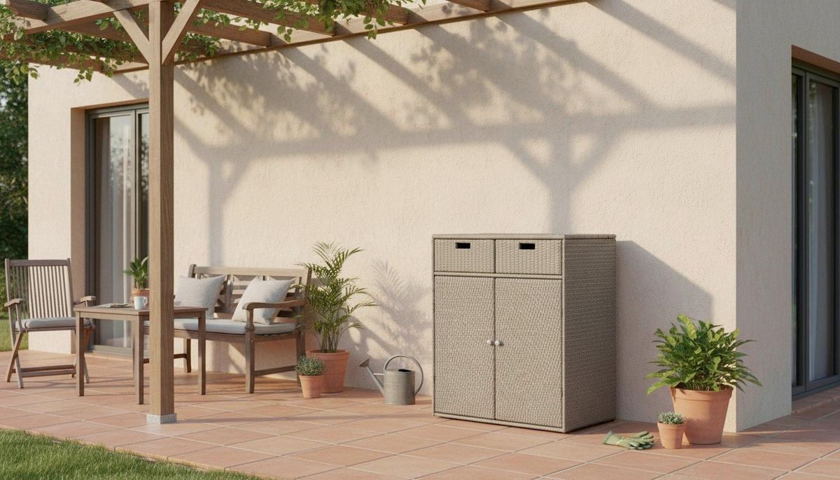 GARTENKOMMODE 90/113/55 cm  - Silberfarben/Braun, MODERN, Kunststoff/Metall (90/113/55cm) - Ambia Garden