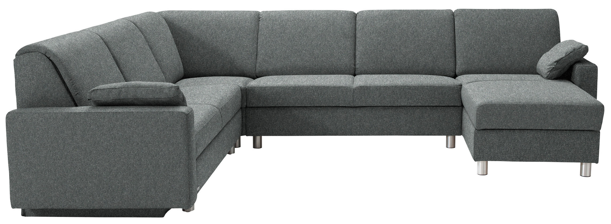 WOHNLANDSCHAFT  in Mikrovelours Graugrün  - Anthrazit/Alufarben, KONVENTIONELL, Textil (237/323/158cm) - Sedda