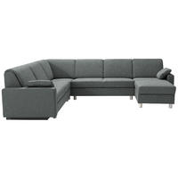 WOHNLANDSCHAFT  in Mikrovelours Graugrün  - Anthrazit/Alufarben, KONVENTIONELL, Textil (237/323/158cm) - Sedda