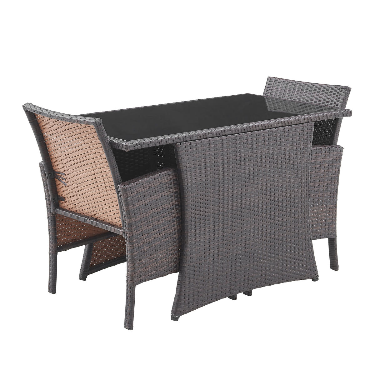 BALKONSET  3-teilig  - Schwarz/Braun, Design, Glas/Kunststoff - Livetastic