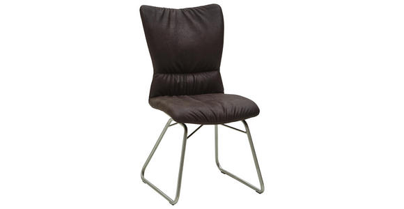 STUHL in Metall, Textil Edelstahlfarben, Dunkelbraun - Edelstahlfarben/Dunkelbraun, Design, Textil/Metall (47/96/63,5cm) - Dieter Knoll