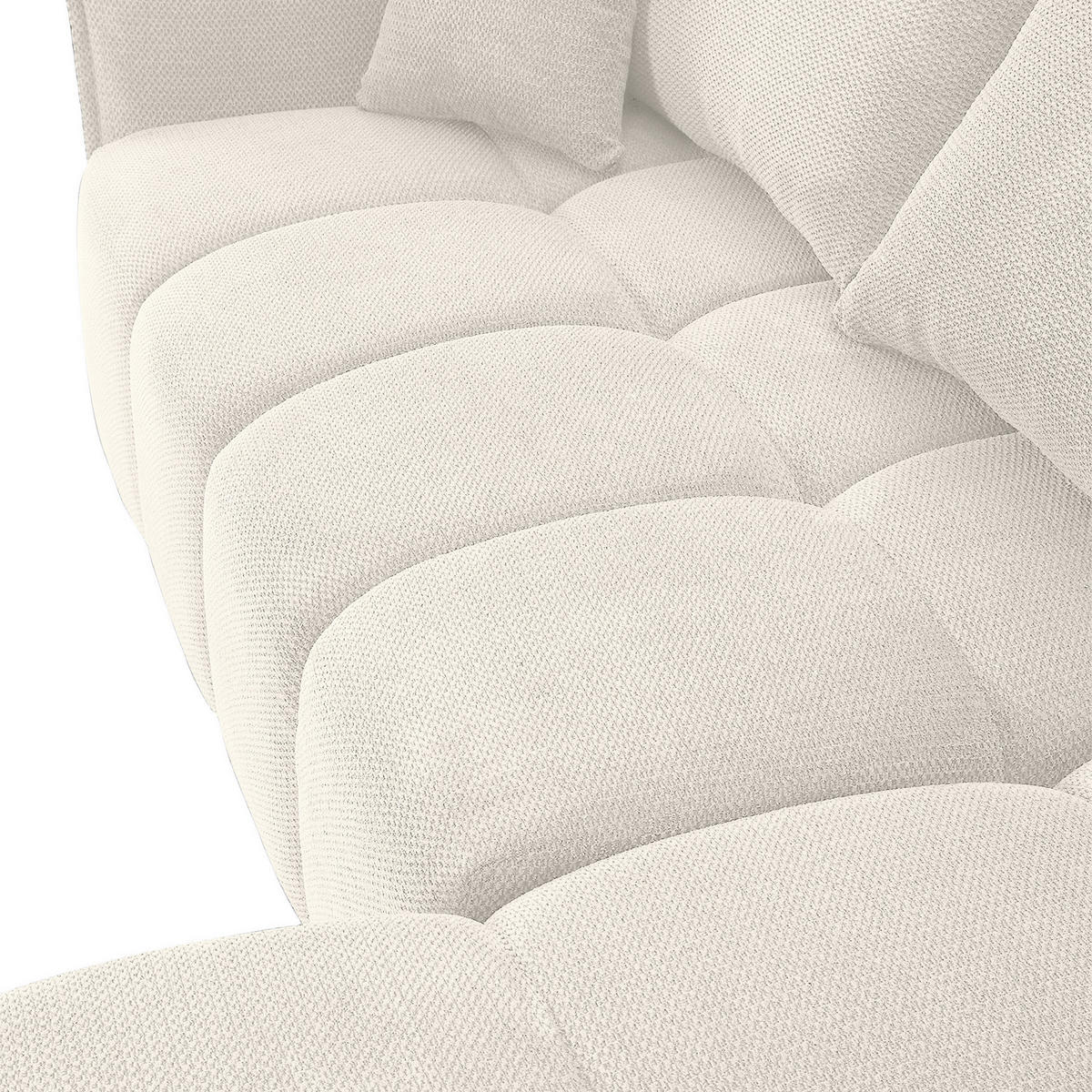 ECKSOFA Creme Plüsch Zierkissen, Rückenkissen, Bettkasten, Schlaffunktion, Rücken echt, Liegefläche im Originalstoff  - Creme/Schwarz, KONVENTIONELL, Kunststoff/Textil (253/192cm) - Carryhome