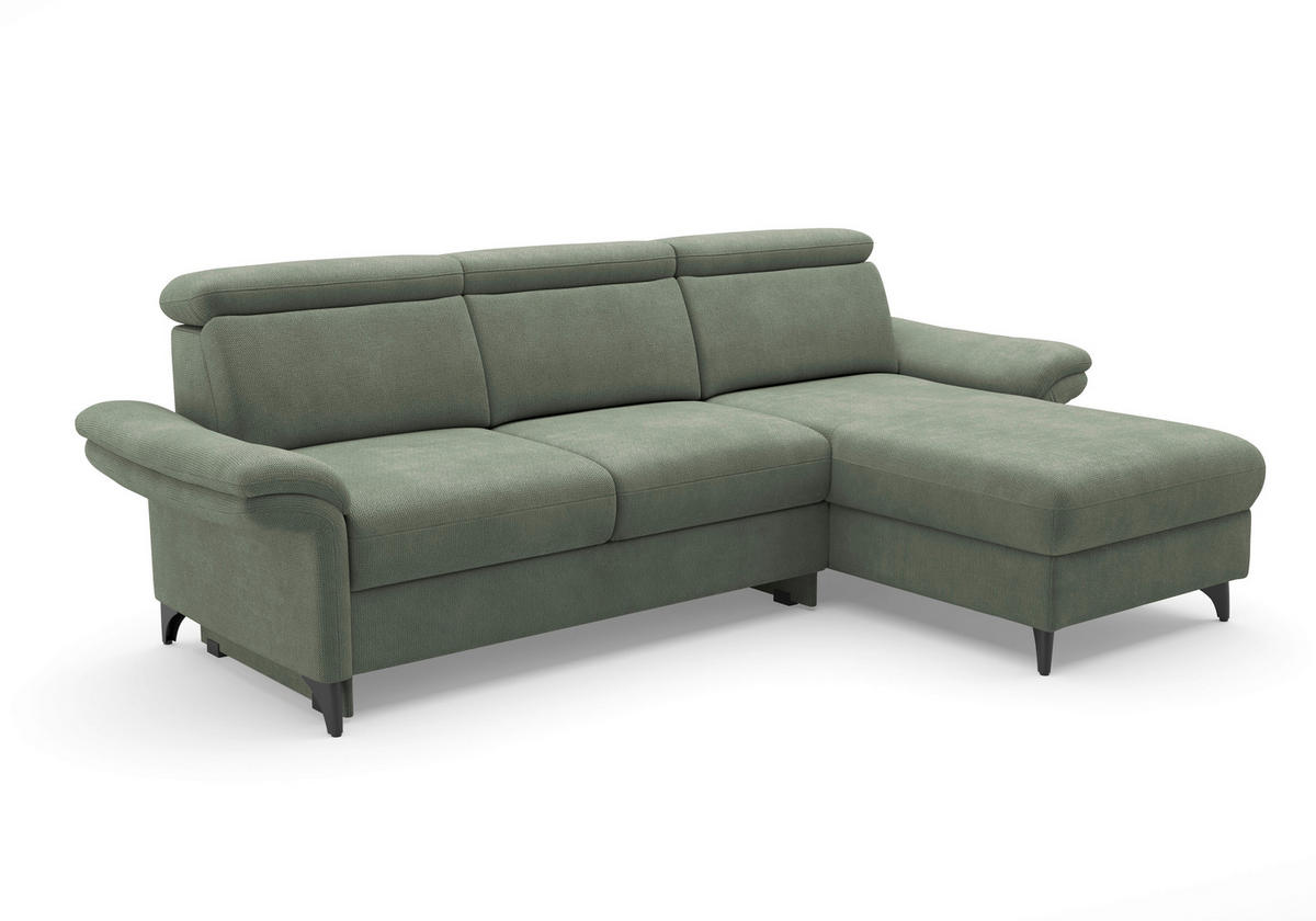 ECKSOFA GLENDALE E Dunkelgrün Flachgewebe  - Dunkelgrün/Schwarz, KONVENTIONELL, Textil/Metall (253/166cm) - Sit & More