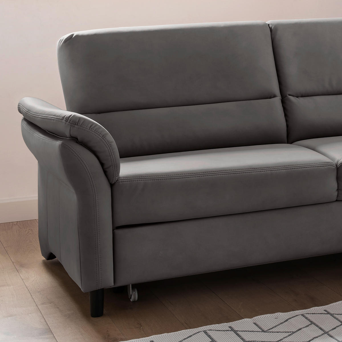ECKSOFA in Lederlook Anthrazit  - Anthrazit/Schwarz, MODERN, Holz/Textil (279/176cm) - Livetastic