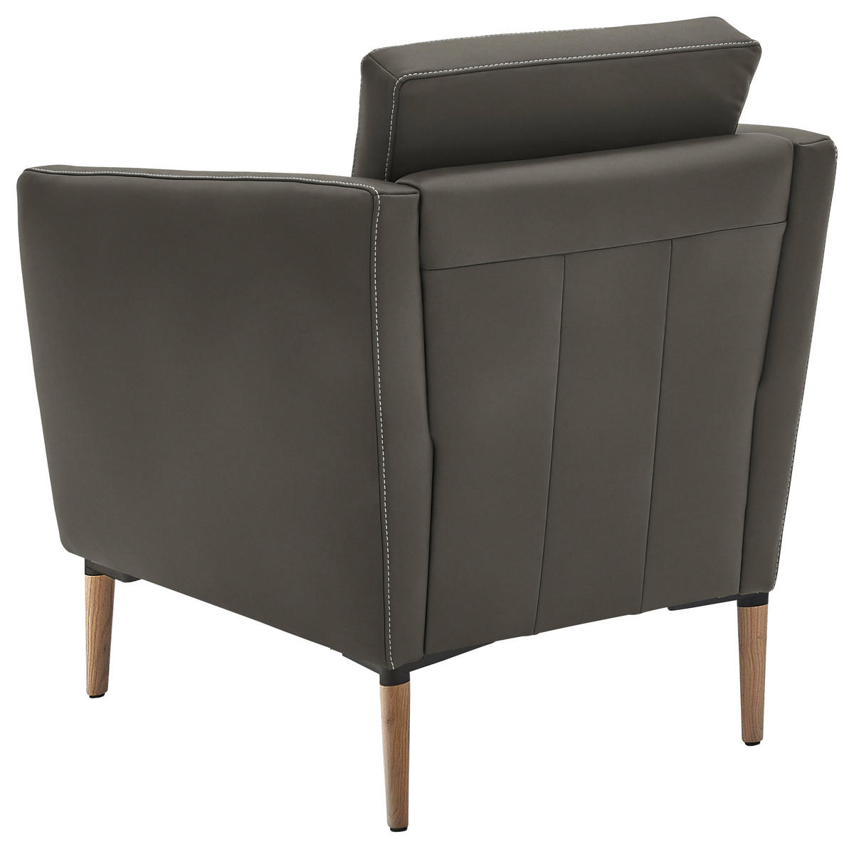 SESSEL in Echtleder Dunkelgrau  - Eichefarben/Dunkelgrau, Natur, Leder/Holz (75/84/76cm) - Valnatura