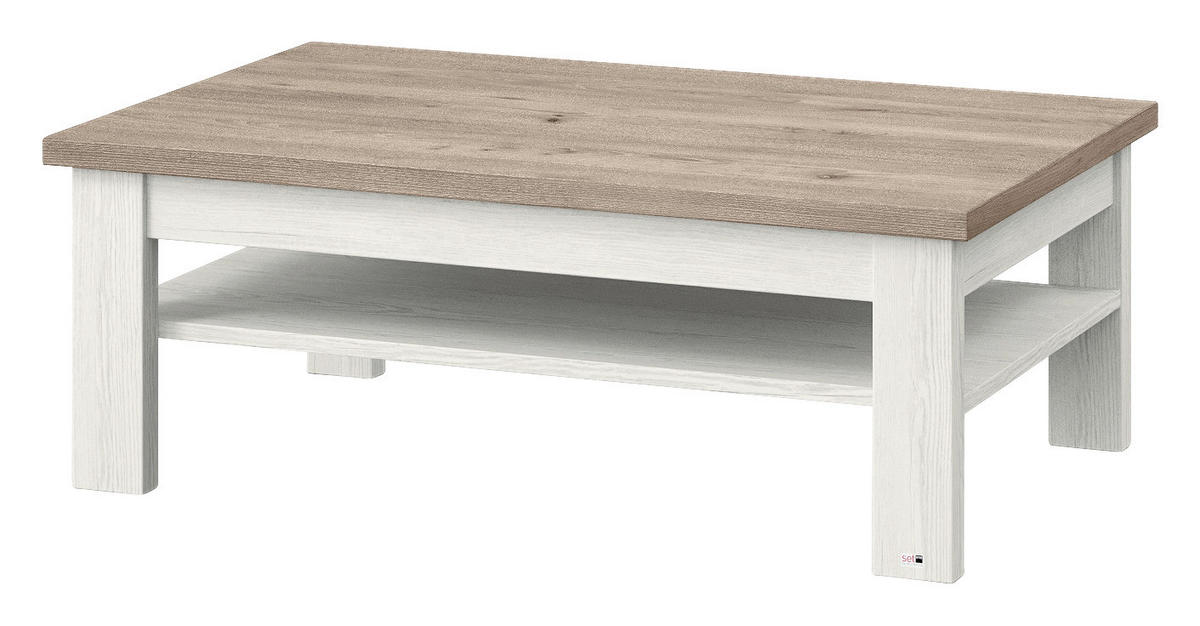 COUCHTISCH 110/70/40 cm rechteckig Weiß, Eichefarben  - Eichefarben/Weiß, Design, Holzwerkstoff (110/70/40cm) - SetOne by Musterring