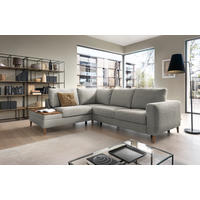 ECKSOFA in Webstoff Grau  - Eschefarben/Grau, MODERN, Holz/Textil (260/90/204cm) - Trendmanufaktur