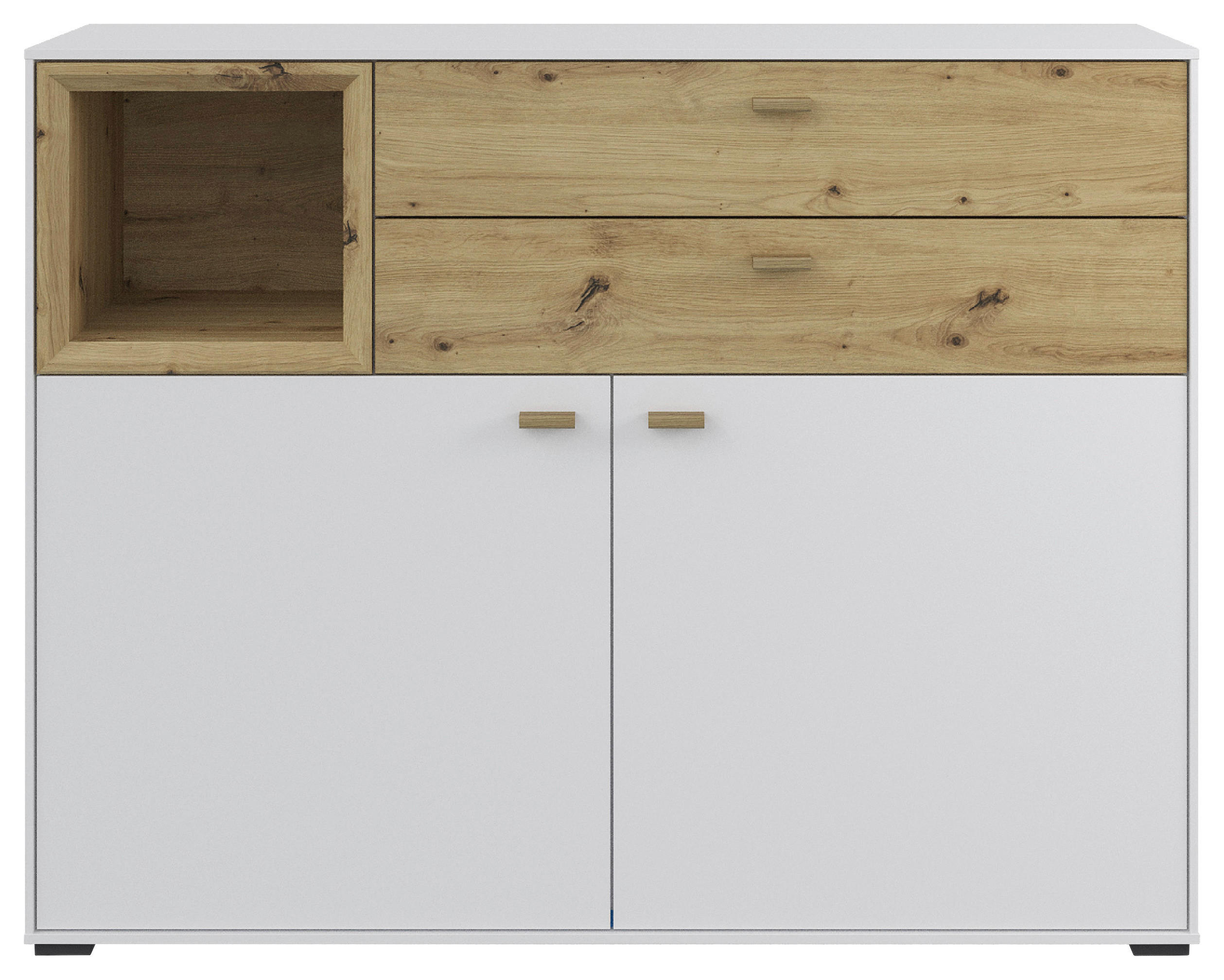 SIDEBOARD  in 114,3/88,4/38 cm  - Eichefarben/Schwarz, MODERN, Holz/Holzwerkstoff (114,3/88,4/38cm) - Hom`in