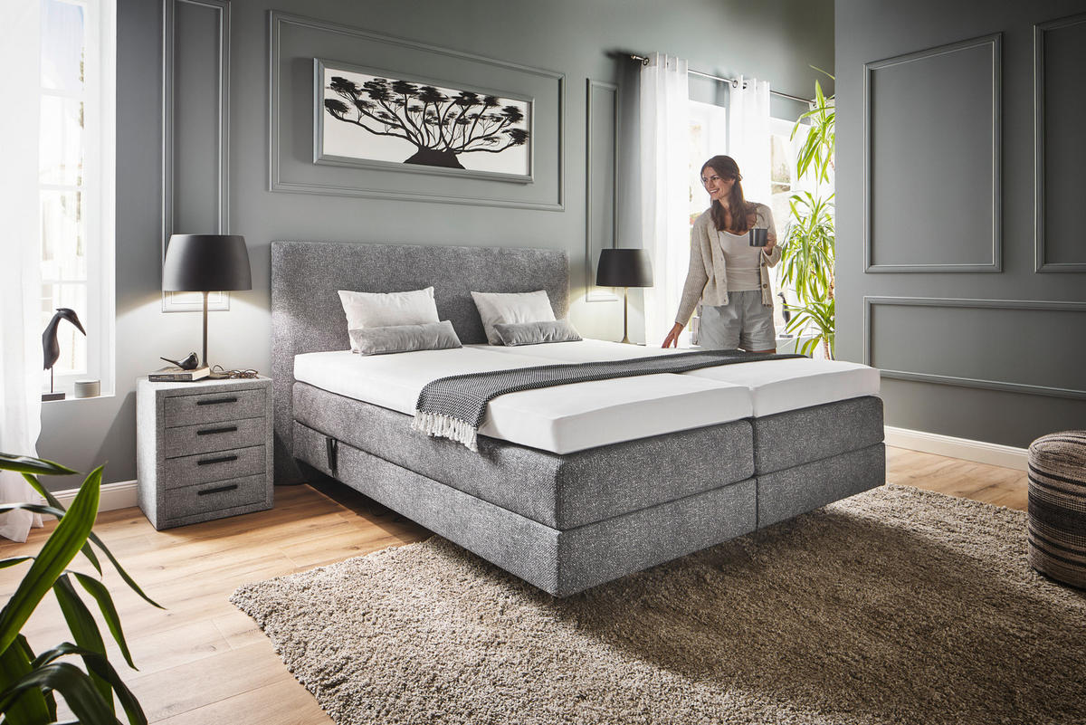 BOXSPRINGBETT 180/200 cm  in Grau  - Grau, Konventionell, Holz/Textil (180/200cm) - Dieter Knoll