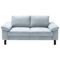 2-SITZER-SOFA in Velours Hellblau  - Schwarz/Hellblau, Design, Textil/Metall (186/86/97cm) - Pure Home Lifestyle