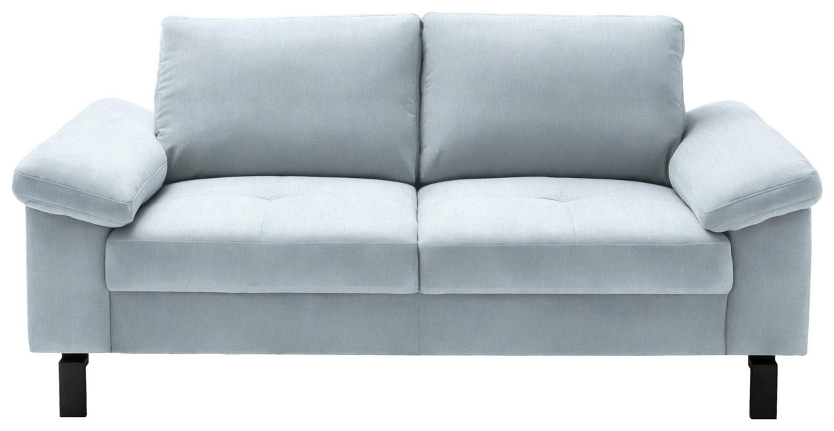 2-SITZER-SOFA in Velours Hellblau  - Schwarz/Hellblau, Design, Textil/Metall (186/86/97cm) - Pure Home Lifestyle
