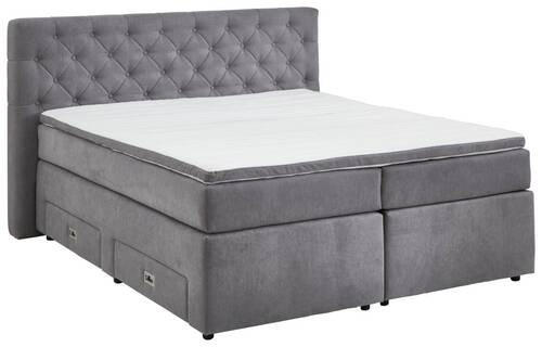 BOXSPRINGBETT 160/200 cm  in Grau  - Schwarz/Grau, Modern, Kunststoff/Textil (160/200cm) - MID.YOU